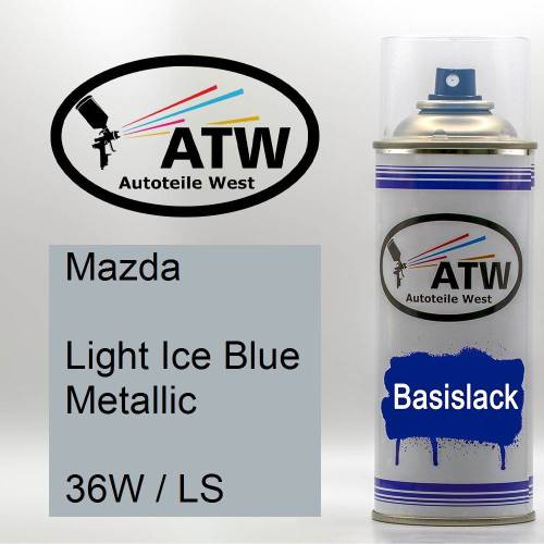 Mazda, Light Ice Blue Metallic, 36W / LS: 400ml Sprühdose, von ATW Autoteile West.